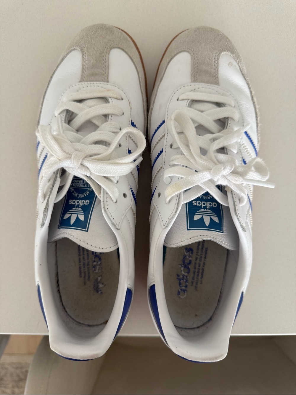 adidas Samba sz 8 White and Blue Retro Court Sneakers